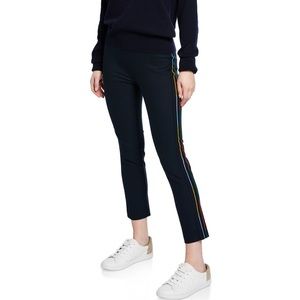 Derek Lam 10 Crosby Cropped Pants Trouser w/ Rainbow Stripe Embroidery